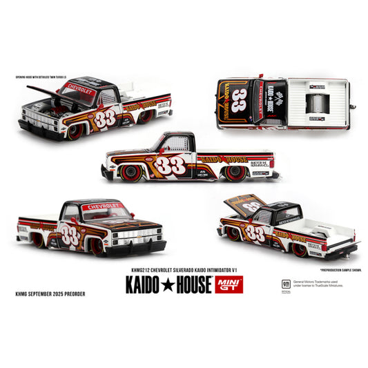 Kaido House x Mini GT Chevrolet Silverado KAIDO Intimidator V1 – White w/ Brown Two-tone - Diecast 1:64