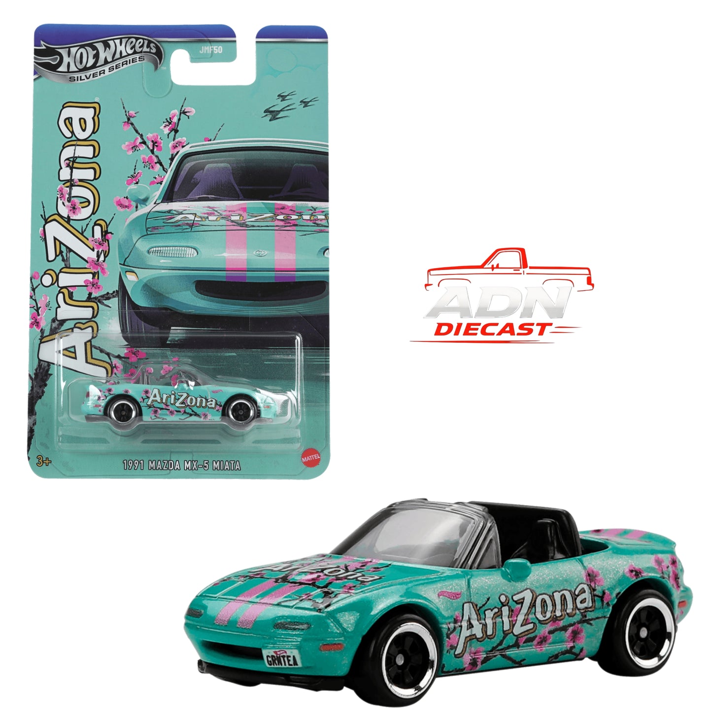 Hot Wheels Arizona 1991 Mazda MX-5 Miata 7Eleven  - Cherry Blossom - Diecast 1:64