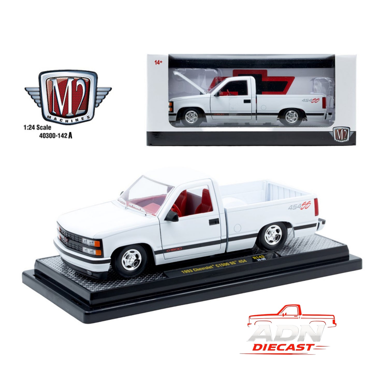 M2 Machines 1:24 1993 Chevrolet C1500 SS 454 – White – Release 142A