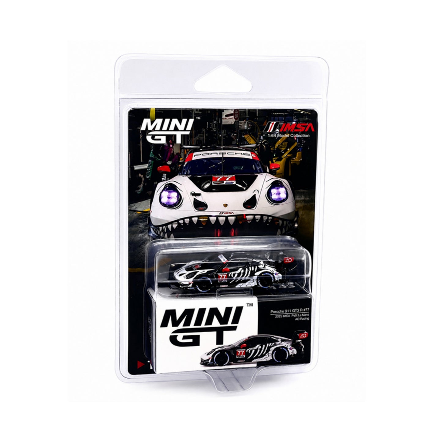 Mini GT Porsche 911 GT3 R #77 AO Racing 2025 IMSA Petit Le Mans - Diecast 1:64